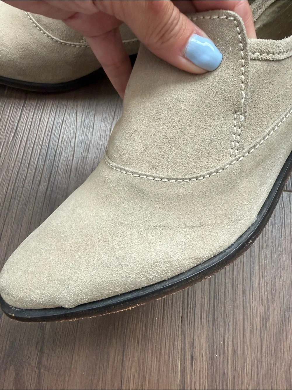 Free People Brady Slip-on Loafers Suede Leather Light Tan Beige Shoes Pointed